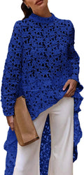 Women's Long Sleeve High Low Asymmetrical Tunic Top - Flowing Casual