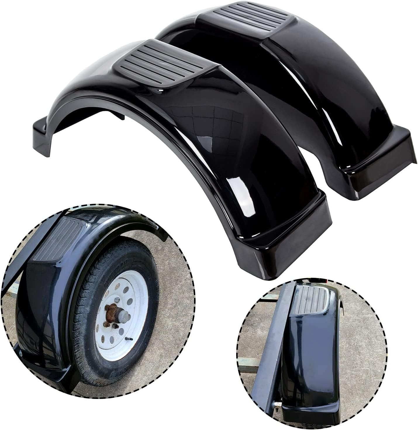 ECOTRIC Trailer Fenders with Steps for 13in Wheels - Durable Design