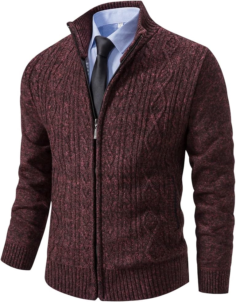 Msmsse Men's Full Zip Cardigan Sweater for Stylish Comfort