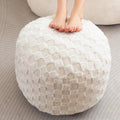 Round Stuffed Pouf Ottoman Plaid Poufs with Foam Filling - Versatile