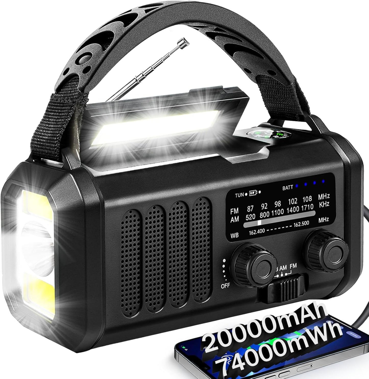 Hand Crank Emergency Radio with Solar Power and NOAA Alerts