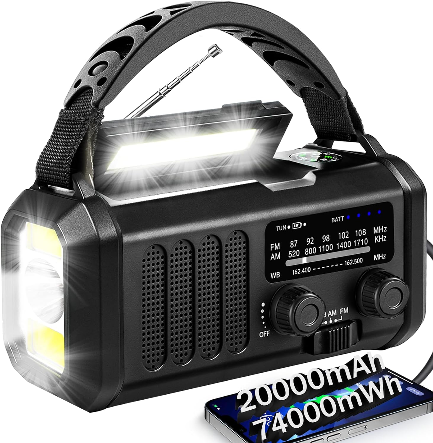 Hand Crank Emergency Radio with Solar Power and NOAA Alerts