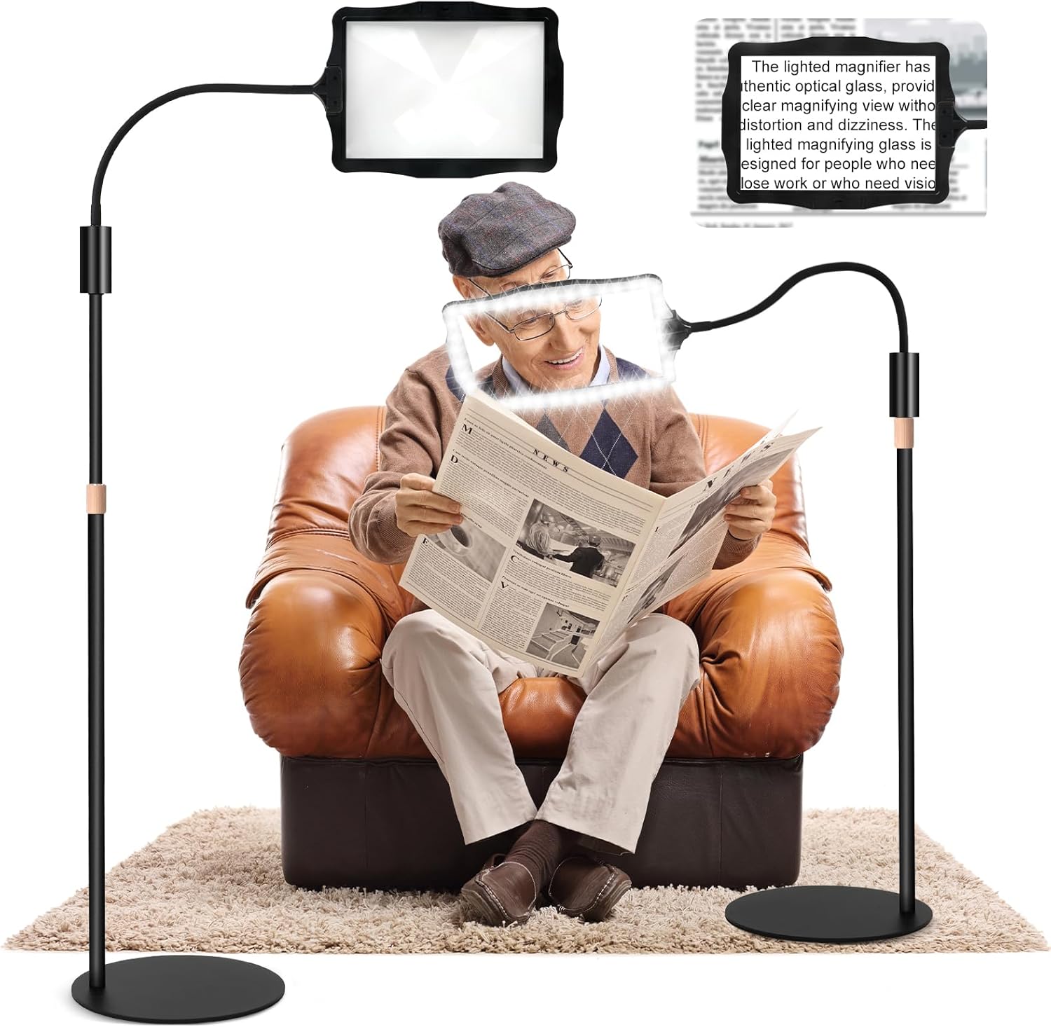 10X Magnifying Glass with Light and Stand for Close Work