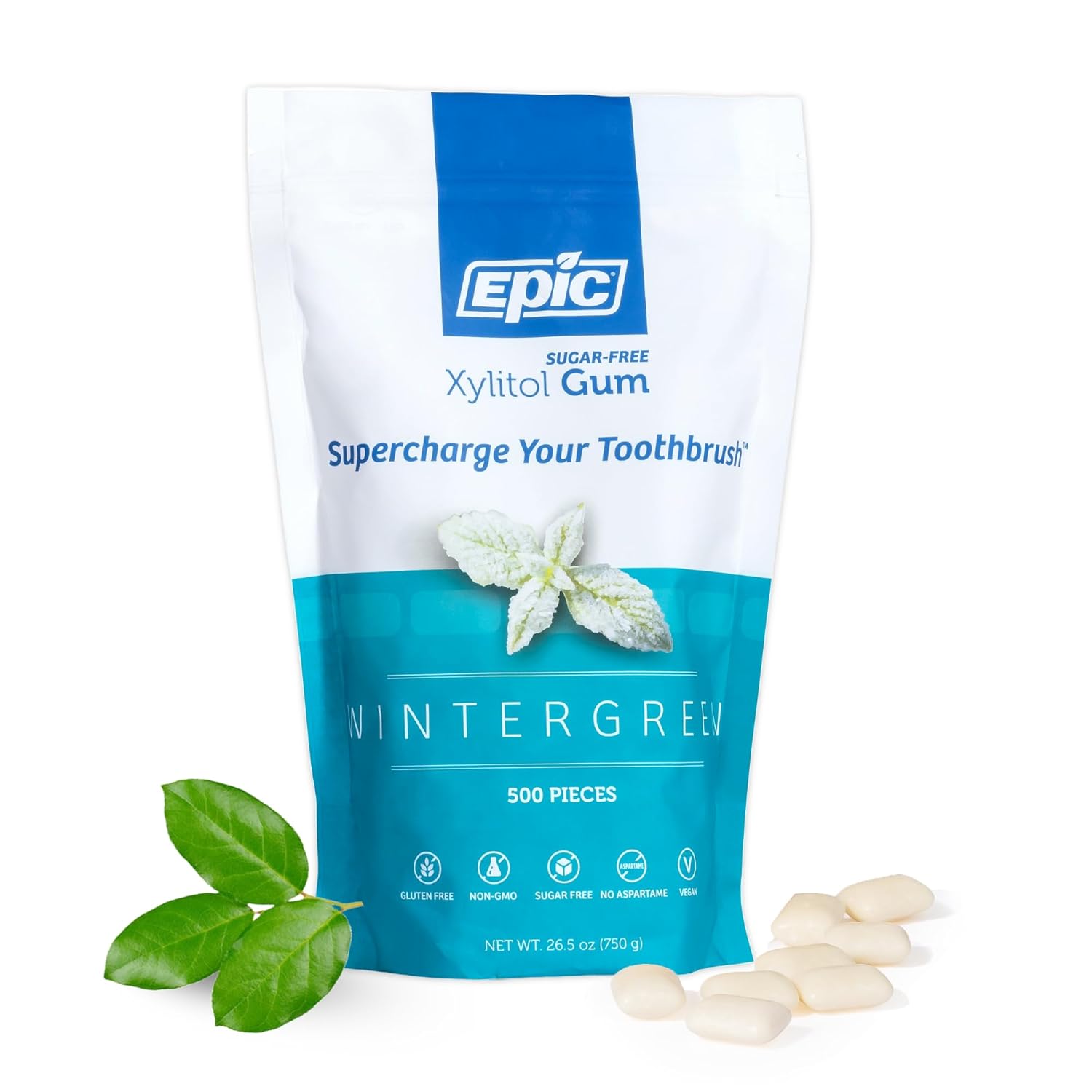 Epic Xylitol Wintergreen Chewing Gum for Fresh Breath & Health