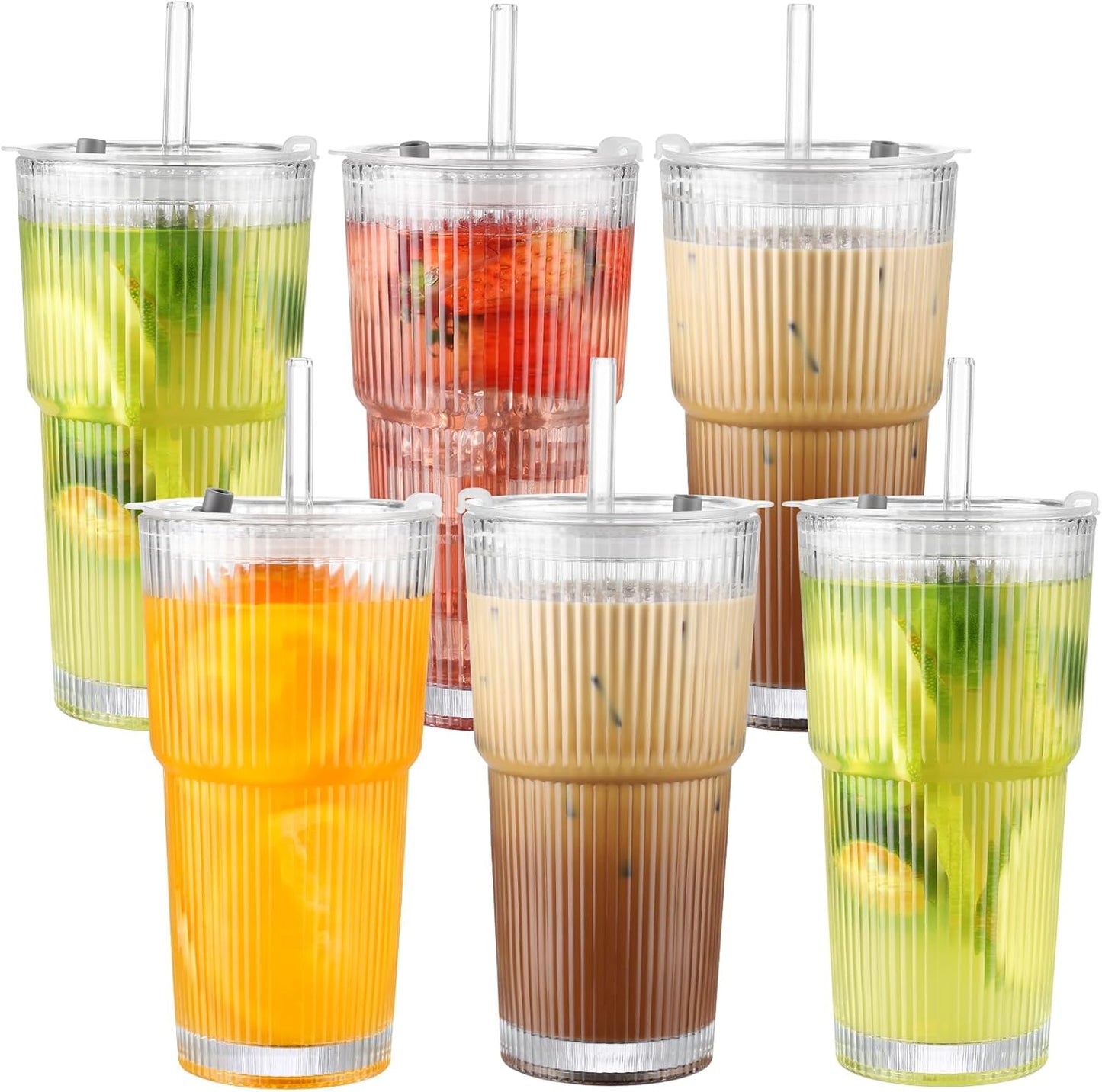 20 oz Glass Cups with Lid and Straw Set for Every Occasion