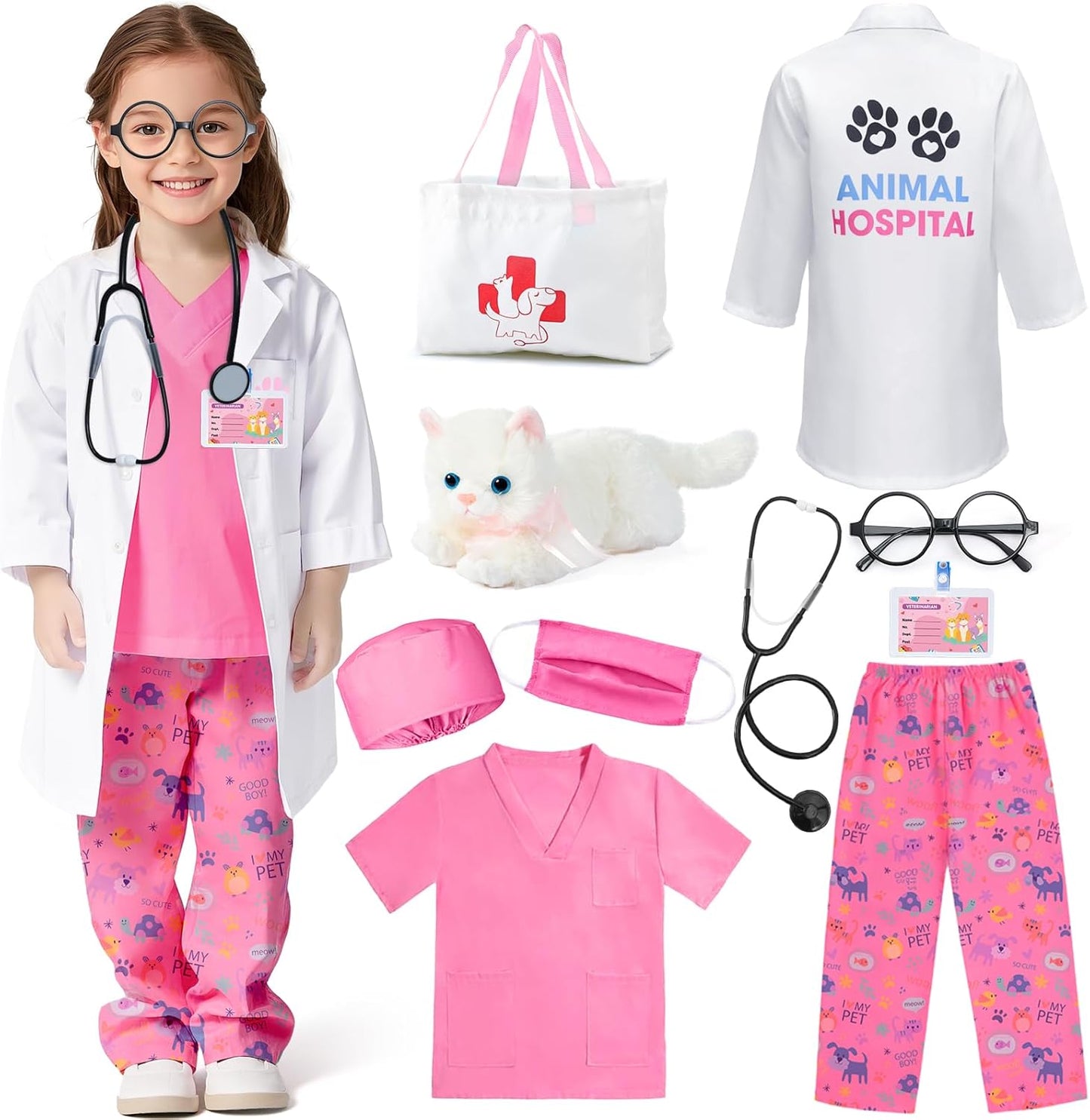 Latocos 10pcs Kids Veterinarian Costume Play Set for Dress Up