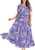 Women Casual Loose Bohemian Floral Maxi Dress - Lightweight Summer if