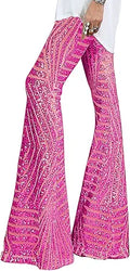Sequin Pants High Waist Bell Bottoms - Sparkle Wide Leg Palazzo