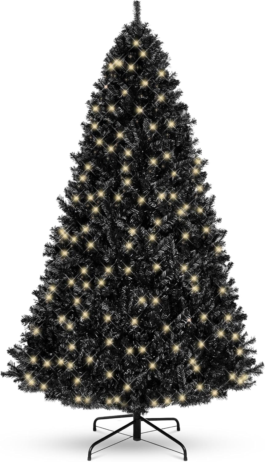 12ft Pre-Lit Black Christmas Tree for Festive Holiday Decor
