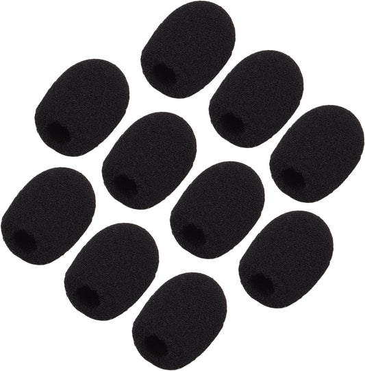 10 Pack Black Windscreen Foam Covers for Lapel Microphones