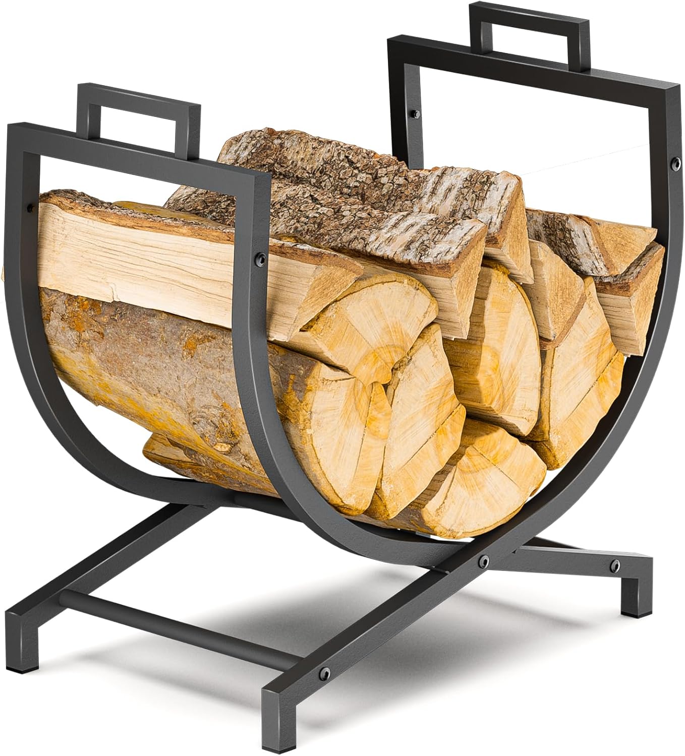 Firewood Rack Indoor & Outdoor, Heavy-Duty Metal Wood Holder