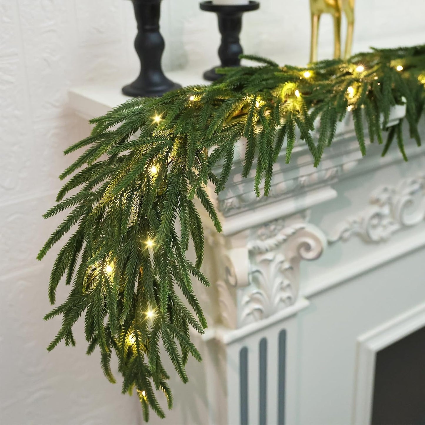 Realistic Christmas Garland with 8 Lighting Modes for Decor