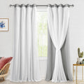 Double Layer Blackout Curtains with Sheer Overlay - Thermal, 52W x