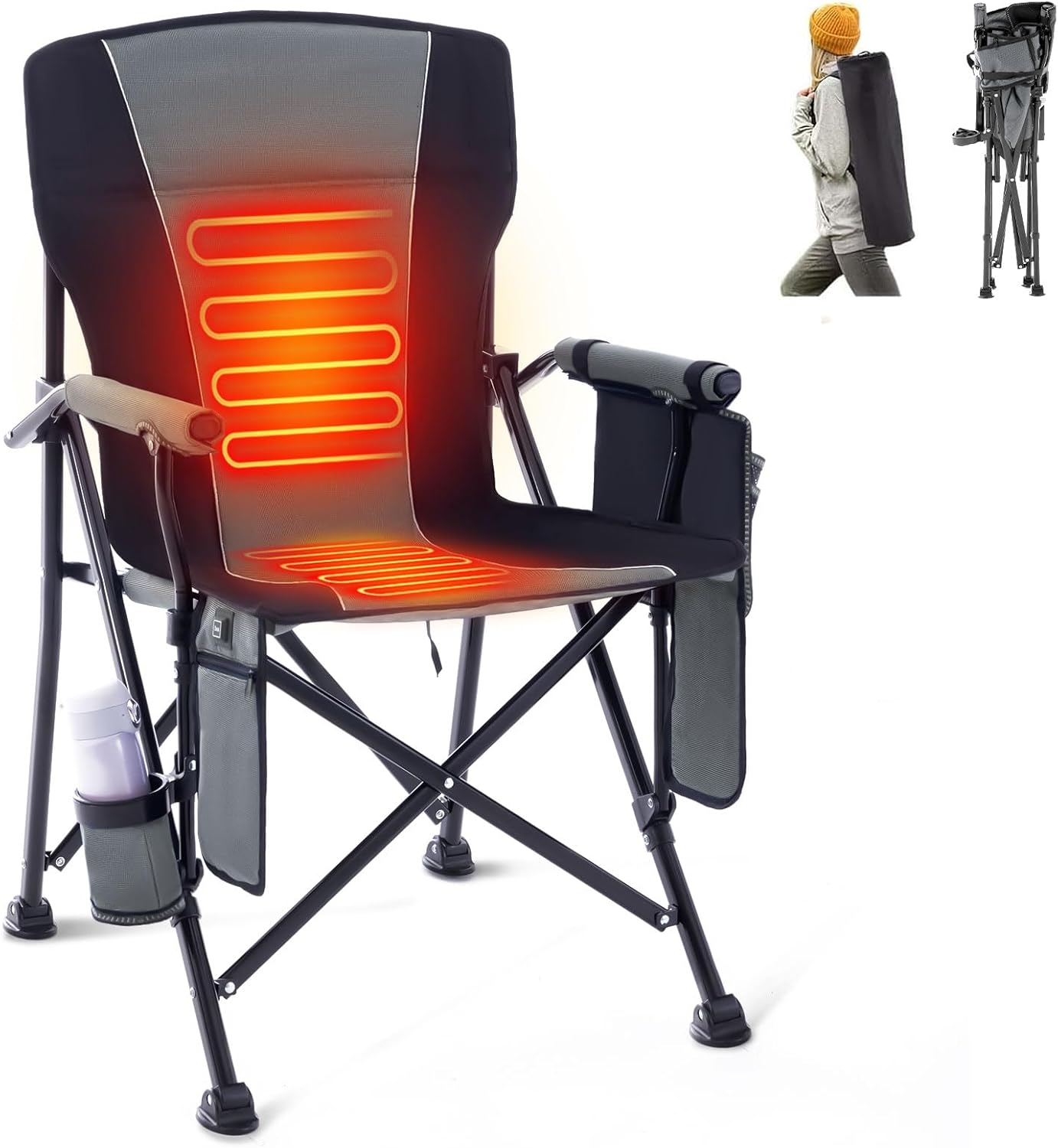 Heated Camping Chair: 3 Heat Levels, Portable & Padded
