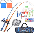 Kids Fishing Pole Set with Full Starter Kits 2-Pack - Portable