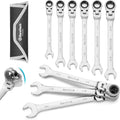 DURATECH 9-Piece Flex-Head Ratcheting Wrench Set - Durable Chrome