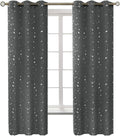 Blackout Curtains Dark Grey with Silver Stars - Kids Room Set of 2