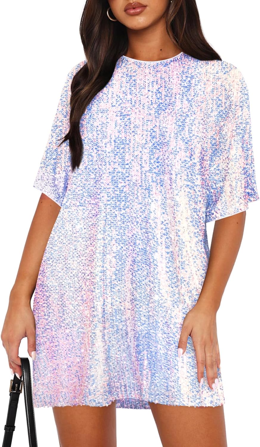 Women's Crew Neck Sequin Dress for Party and Cocktail Events
