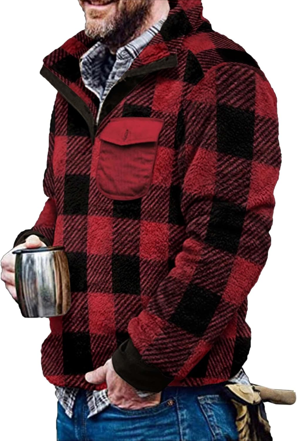 Beotyshow Mens Aztec Fleece Jackets for Cozy Winter Wear