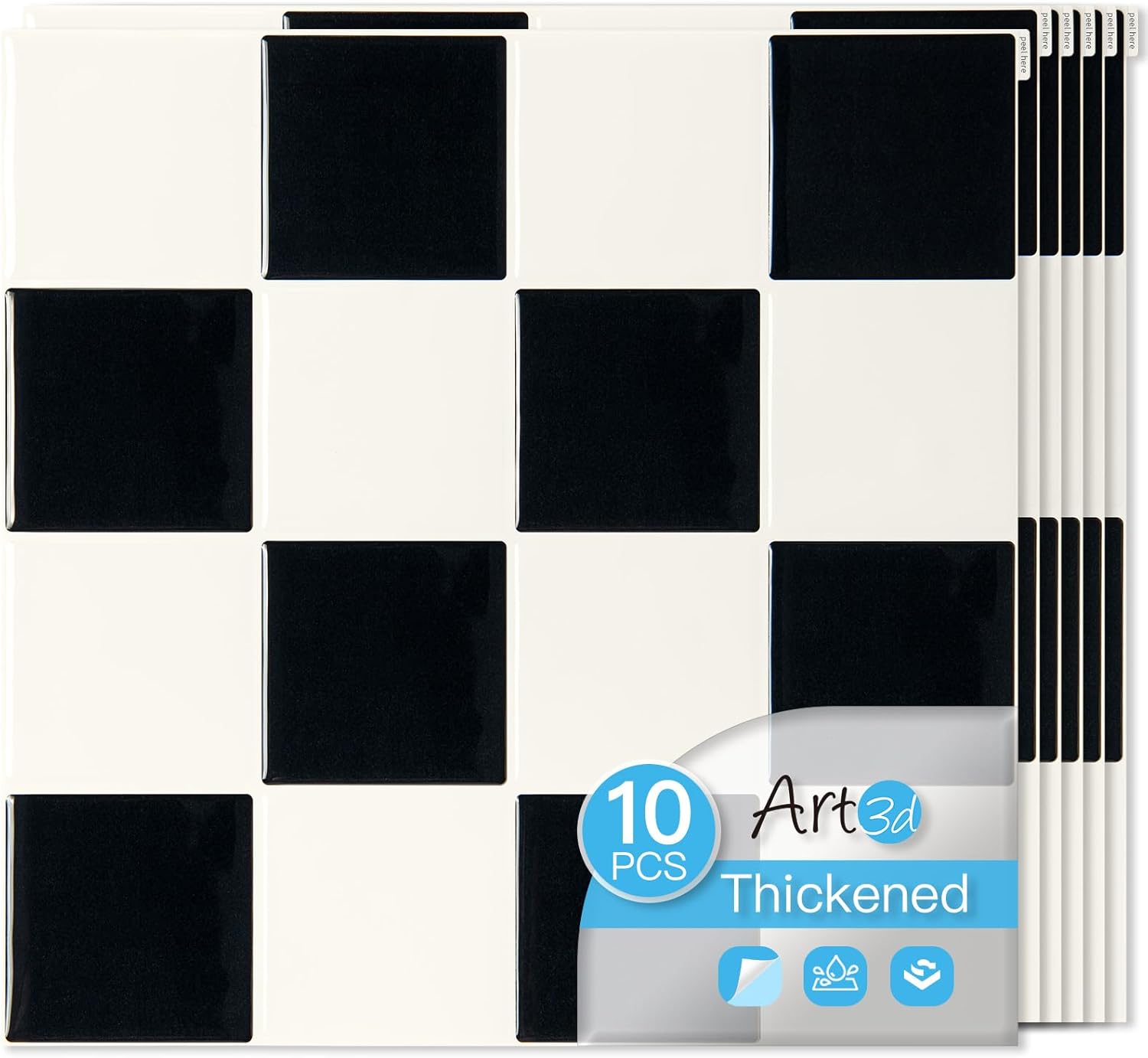 Art3d 10-Pack Heavy-Duty Peel and Stick Backsplash Tiles