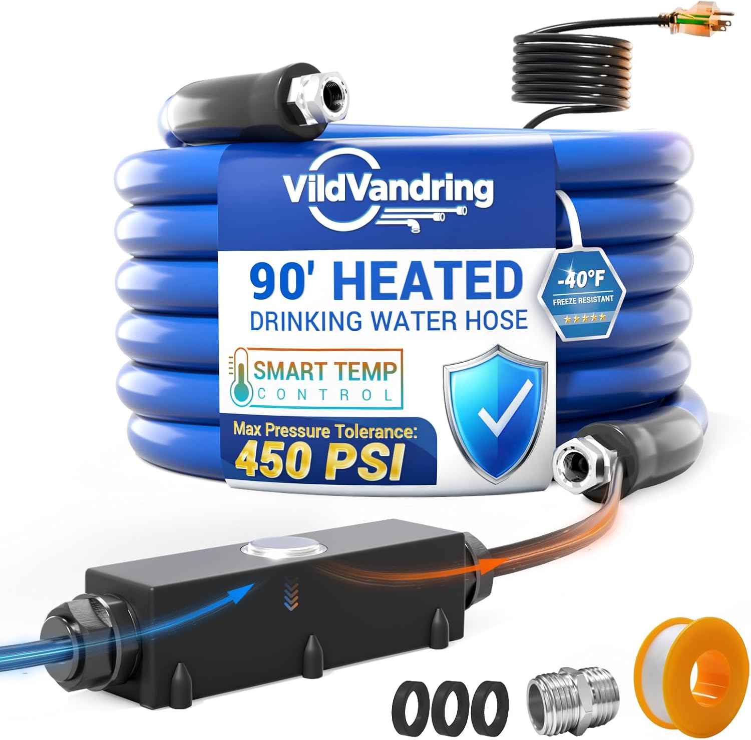 90ft Heated Water Hose for RV - Safe Drinking Water Hose