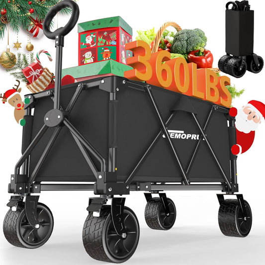 Semoprus Collapsible Wagon: 360LBS Heavy Duty Beach Cart