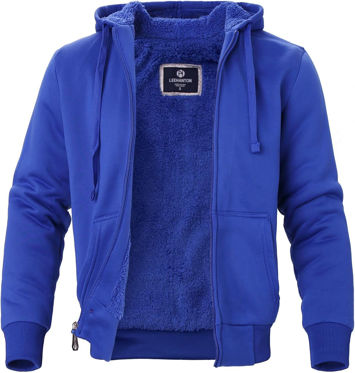 Facitisu Flannel Hoodies for Men Sherpa Lined Heavy Fleece