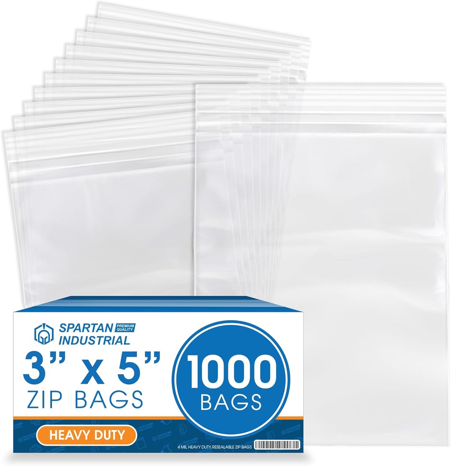 3 X 5 Clear Reclosable Zip Plastic Bags - Heavy Duty 1000 Count