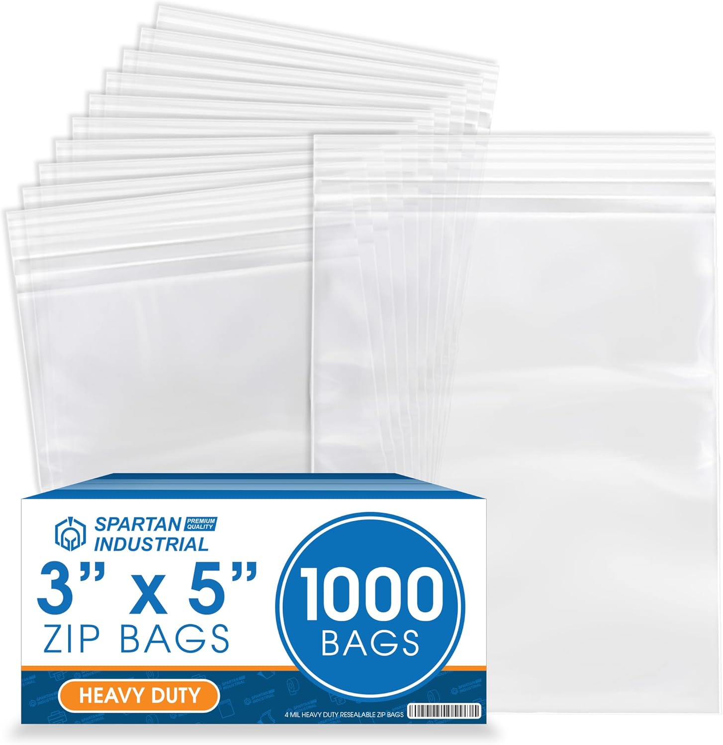 3 X 5 Clear Reclosable Zip Plastic Bags - Heavy Duty 1000 Count