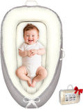 Baby Lounger Beige - Breathable Cotton Infant Nest for 0-24 Months