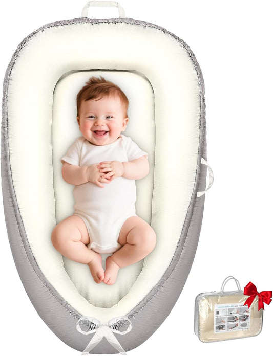 Baby Lounger for Newborn 0-24 Months - Soft Cotton Nest