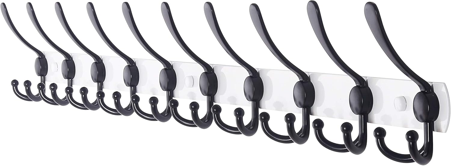 Dseap Coat Rack Wall Mount with 10 Heavy Duty Tri Hooks