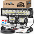 12 in LED Light Bar with 2x 4 in LED Pods Kit - Bright Spot Flood