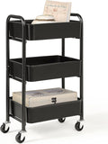 SunnyPoint 3-Tier Delicate Compact Rolling Metal Storage Organizer