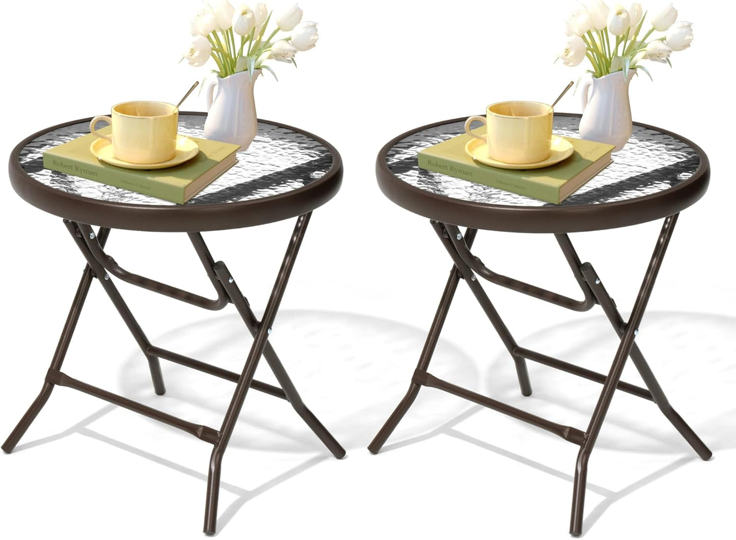 2 Pieces Outdoor Side Table - Stylish All Weather Patio Furniture