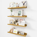 Picture Ledge Shelf Set of 4, 24 in Wood Floating Shelves - Oak