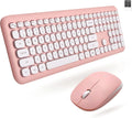 X9 Pink Keyboard and Mouse Wireless Combo - Cute Retro Desk Set