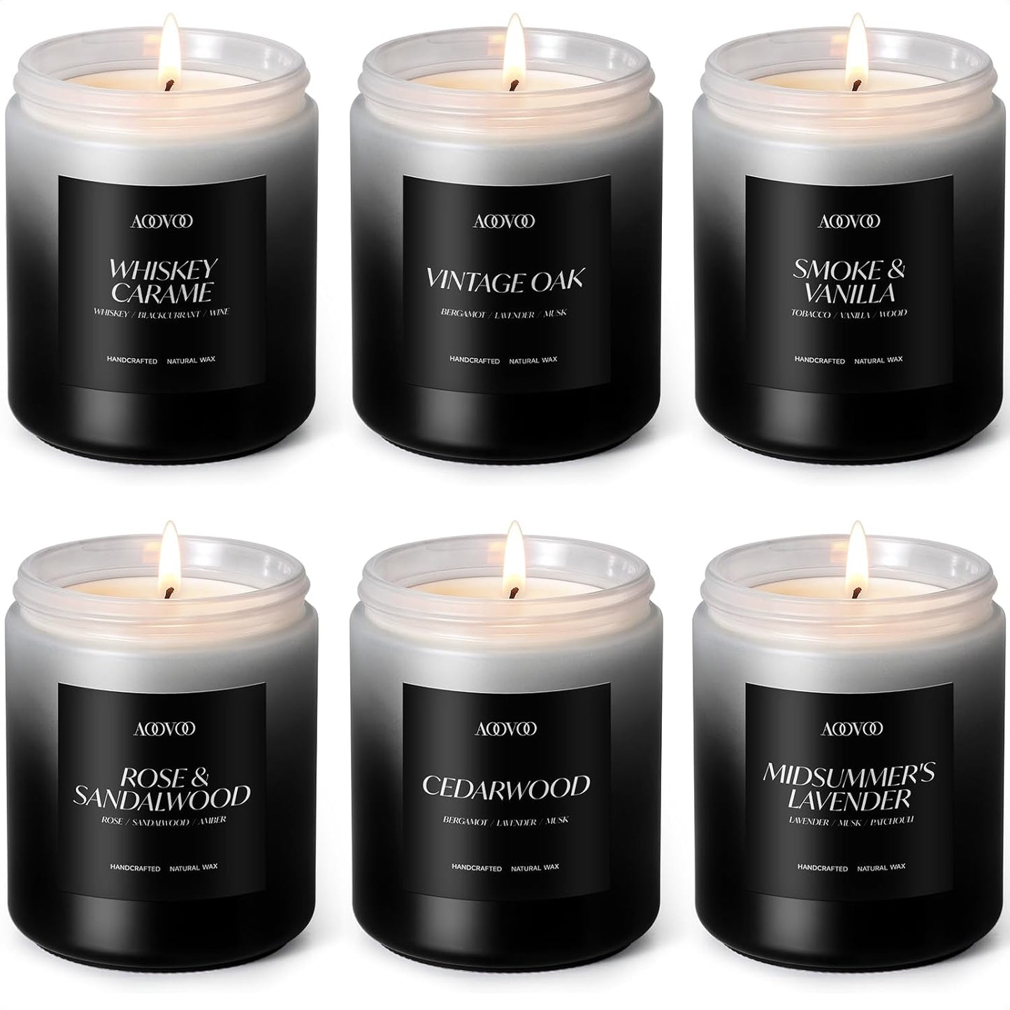 AOOVOO Scented Candles Set for Men - 6 Pack Aromatherapy Candles