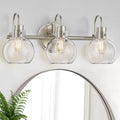 3 Lights Vanity Light Brushed Nickel - Farmhouse Globe Wall Sconce