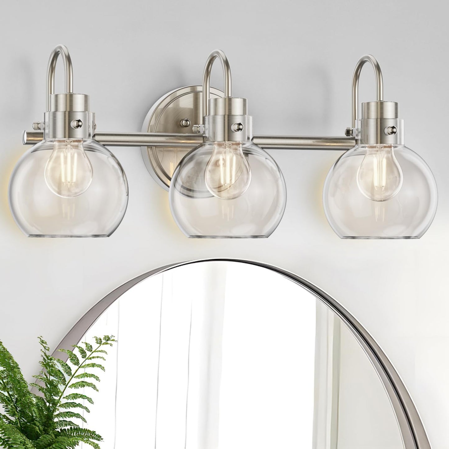 3 Lights Vanity Light with Globe Glass Shade for Home Decor