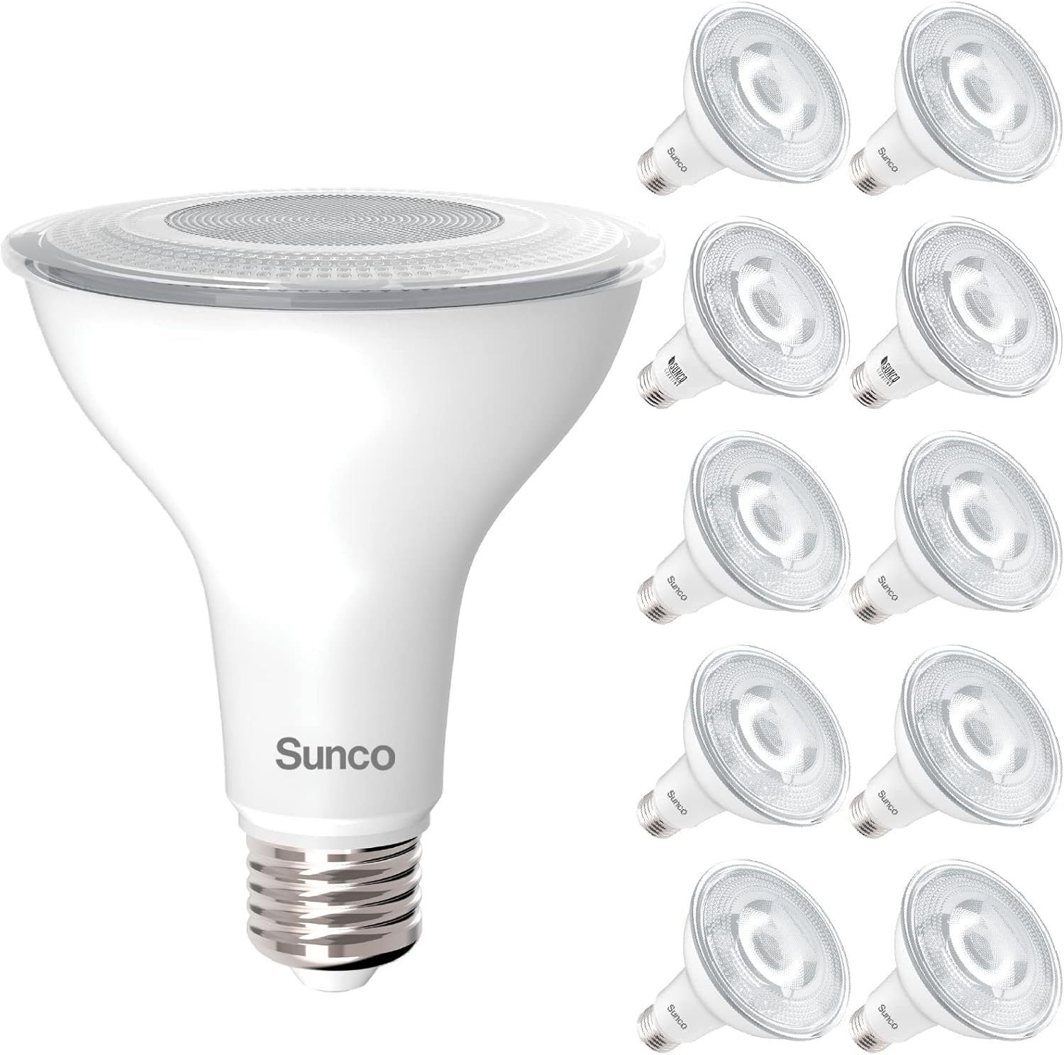 Sunco 10 Pack PAR30 LED Bulb for Outdoor Flood Lighting