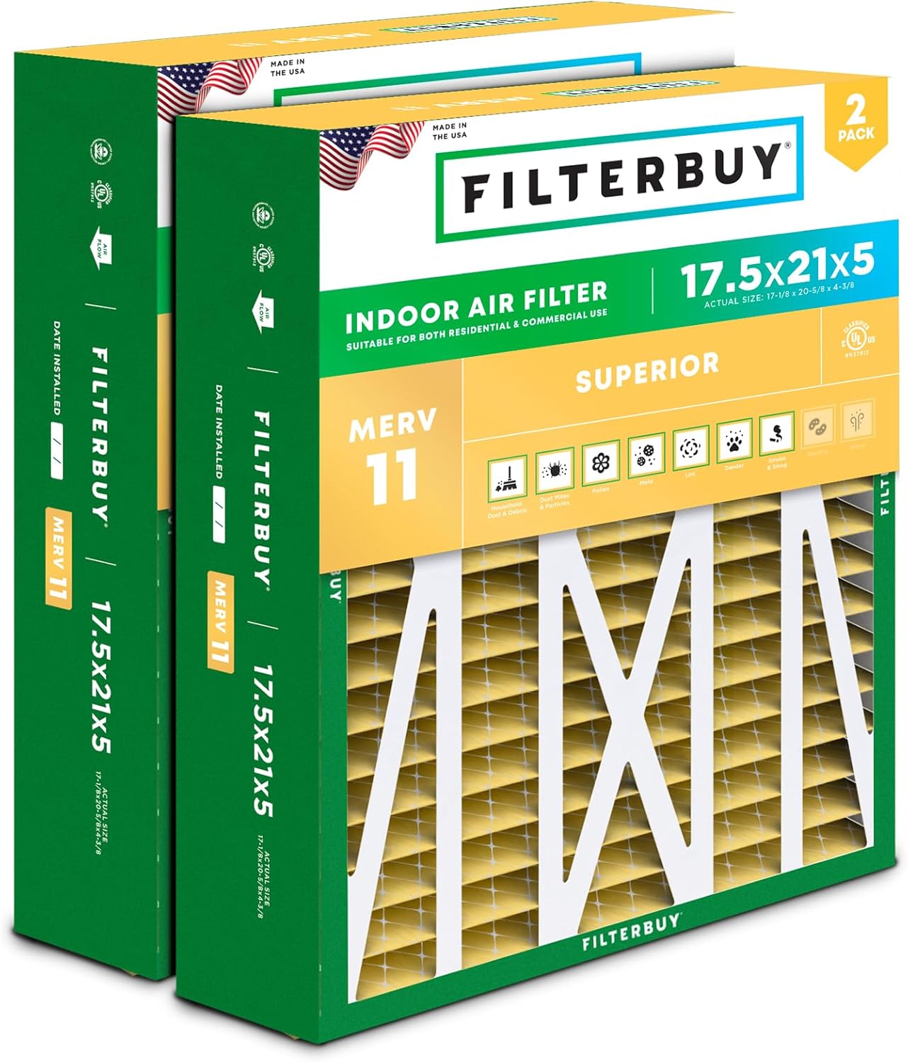 17.5x21x5 Air Filter MERV 11 for Superior Pet Defense