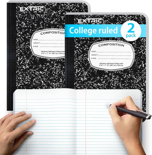 EXTRIC College Ruled Notebooks 2 Pack - 200 Pages