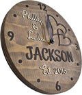 11 in Handmade Wooden Wall Clock Personalized for Couple - Wedding