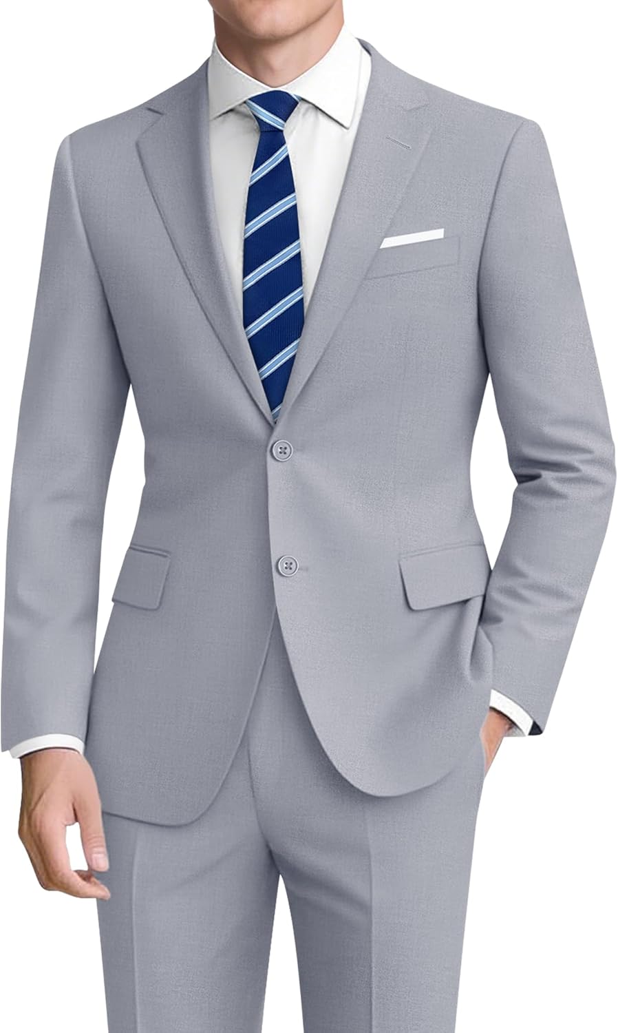 Men's Slim Fit 2-Piece Suit with Adjustable Waist Pants