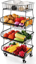 Fruit Vegetable Storage Basket 4-Tier Metal Wire Organizer - 80 lb