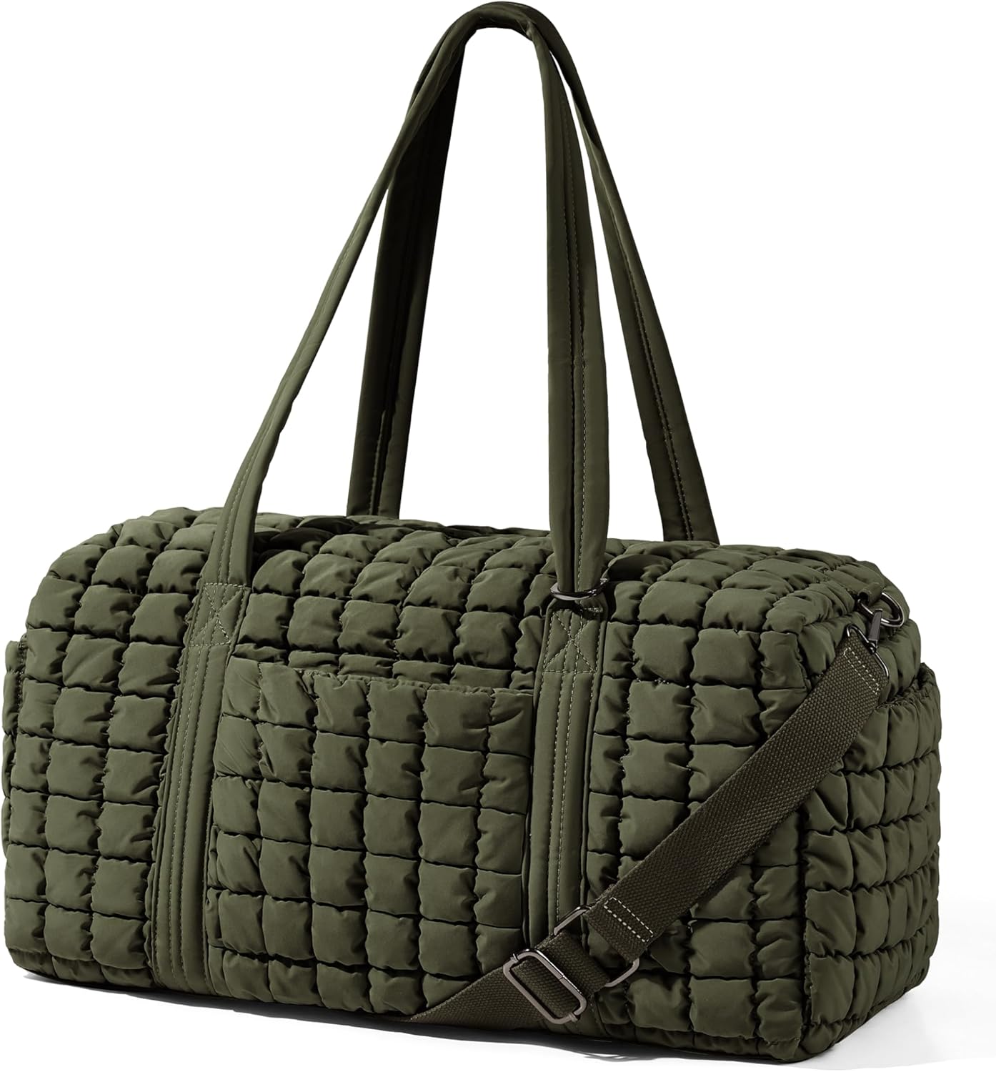 Quilted Travel Duffle Bag for Women - Large Puffer Overnight Bag