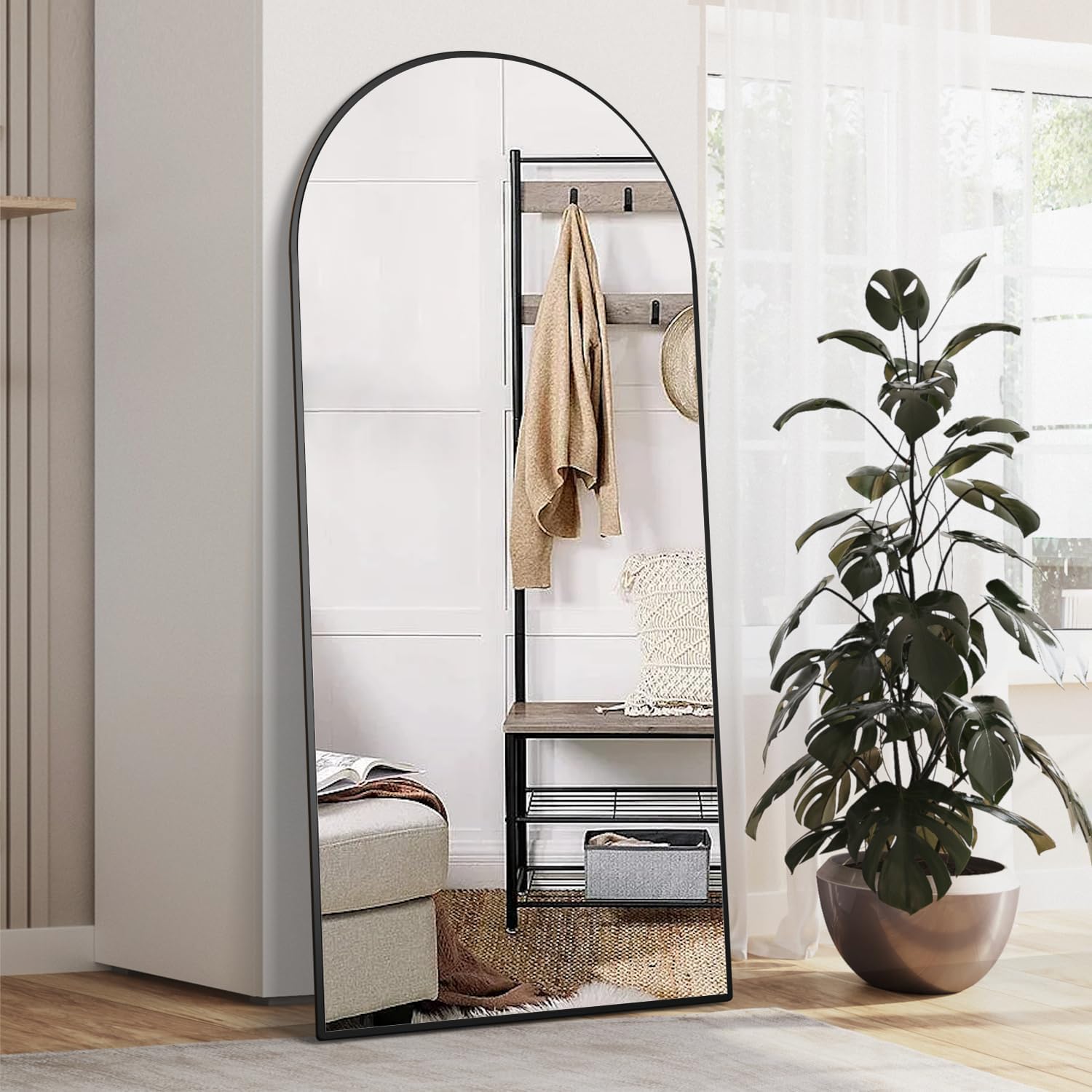 Arch Full Length Mirror - 65in Arched Floor Mirror with Stand
