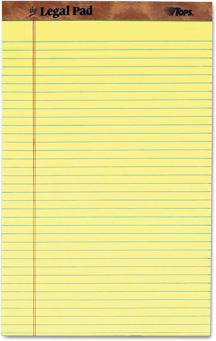 TOPS Legal Pad Writing Pads, 8-1/2 in x 14 in, 12 Pack