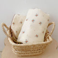 BuLuTu Muslin Toddler Blanket Berry Pattern - Soft 4-Layer Cotton